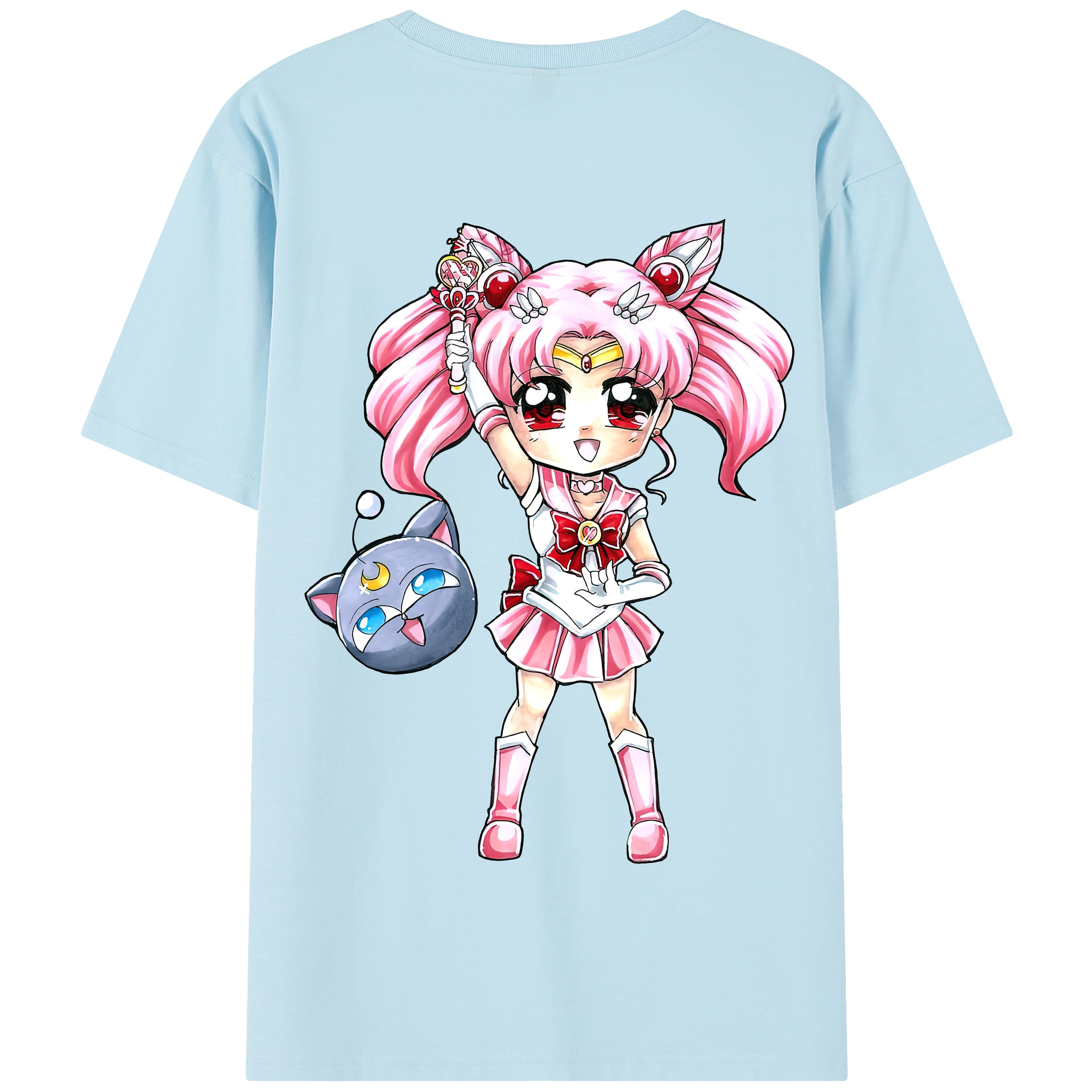（画像用） 美少女戦士セーラームーン ちびうさ Sailor Moon Chibiusa Tsukino Usagi Small Lady Serenity 綿100％半袖Tシャツ（背面プリント）